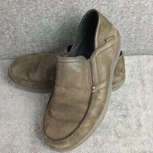 Crocs Brown Leather Slip Ons Loafers Men's 9 Pre-owned GUC